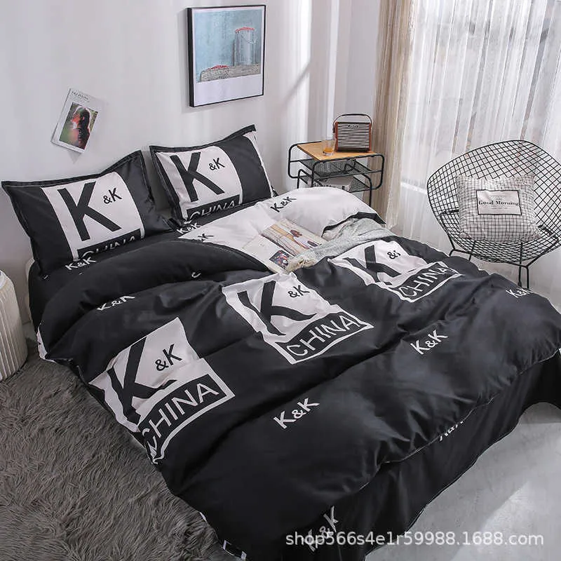 Mode enkel stil hem sängkläder set duvet täcker platta ark ark vinter full king drottning set med olika färg 210727269k