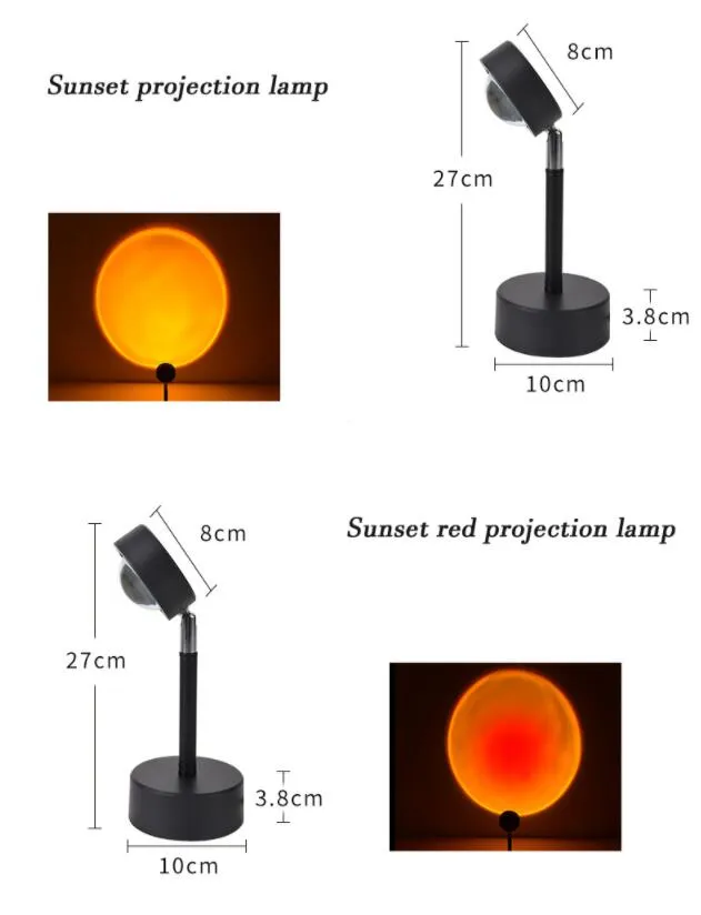 SXI LED veilleuses USB arc-en-ciel coucher de soleil rouge projecteur soleil lampe de bureau de projection pour chambre bar café magasin décoration murale Lighti2277