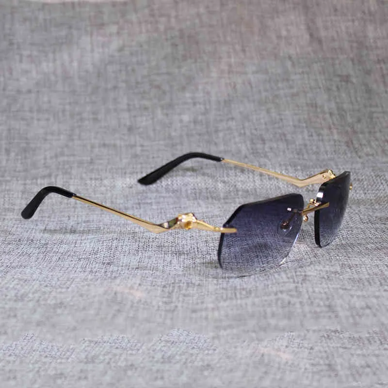 Vintage Rimls Solglasögon Män Leopard Style Ny linsform Kvinnor Skugga Clear Gals Ram Reading Gafas för utomhus 120