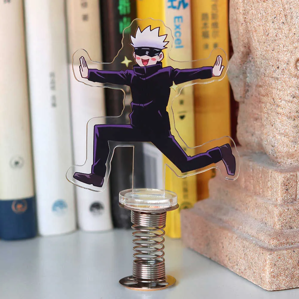 Anime Jujutsu Kaisen Gojou Shake Action Figure Stand Modèle Plaque Bureau Décor Mignon Secouant Acrylique Debout Signe Jouet Fans Cadeaux G1019