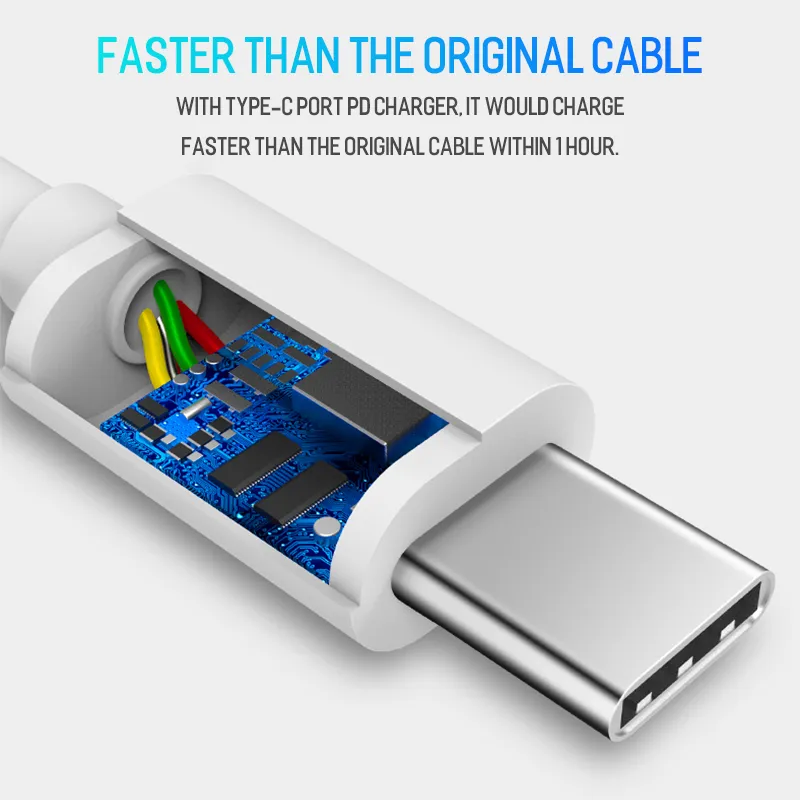 PD-Kabel USB C auf USB Typ C 60 W Schnelllade-Dual-Typ-C-Kabel für Samsung S20 Xiaomi Redmi-Handykabel