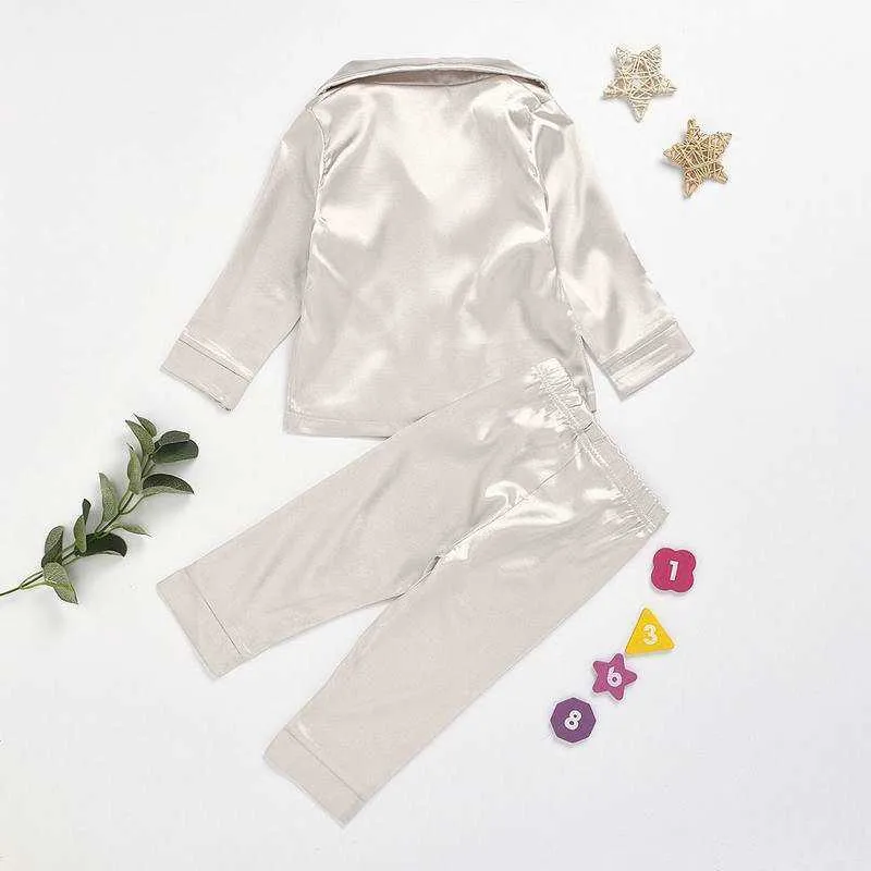Wholesale Baby Pajama наборы мальчик девушка дома набор 2шт наряды чистый цвет буретты с длинным рукавом носить одежду 1-7T E20297 210610