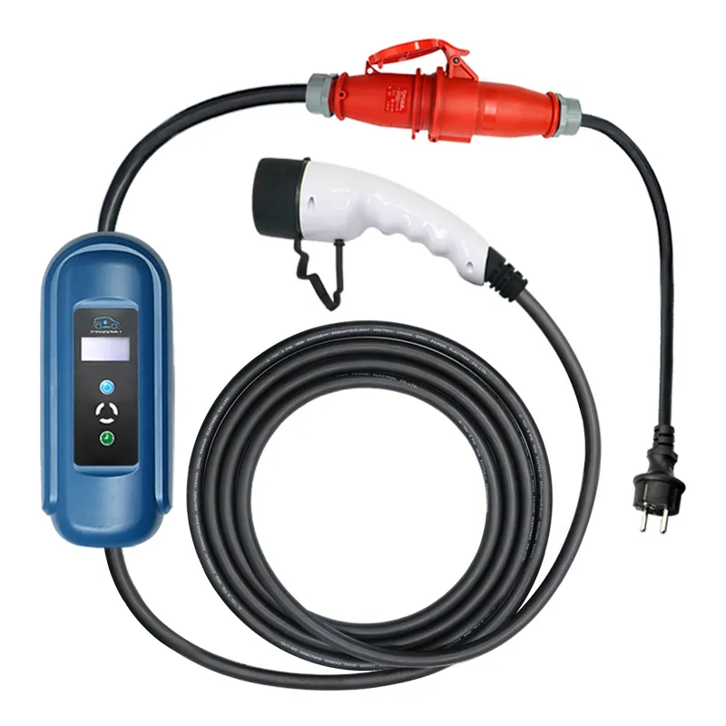 11KW 3P Tipo 2 Scatola di ricarica EV portatile Cavo commutabile Spina Schuko 10/16A Caricabatteria auto veicoli elettrici EVSE IEC 62196-2 7M