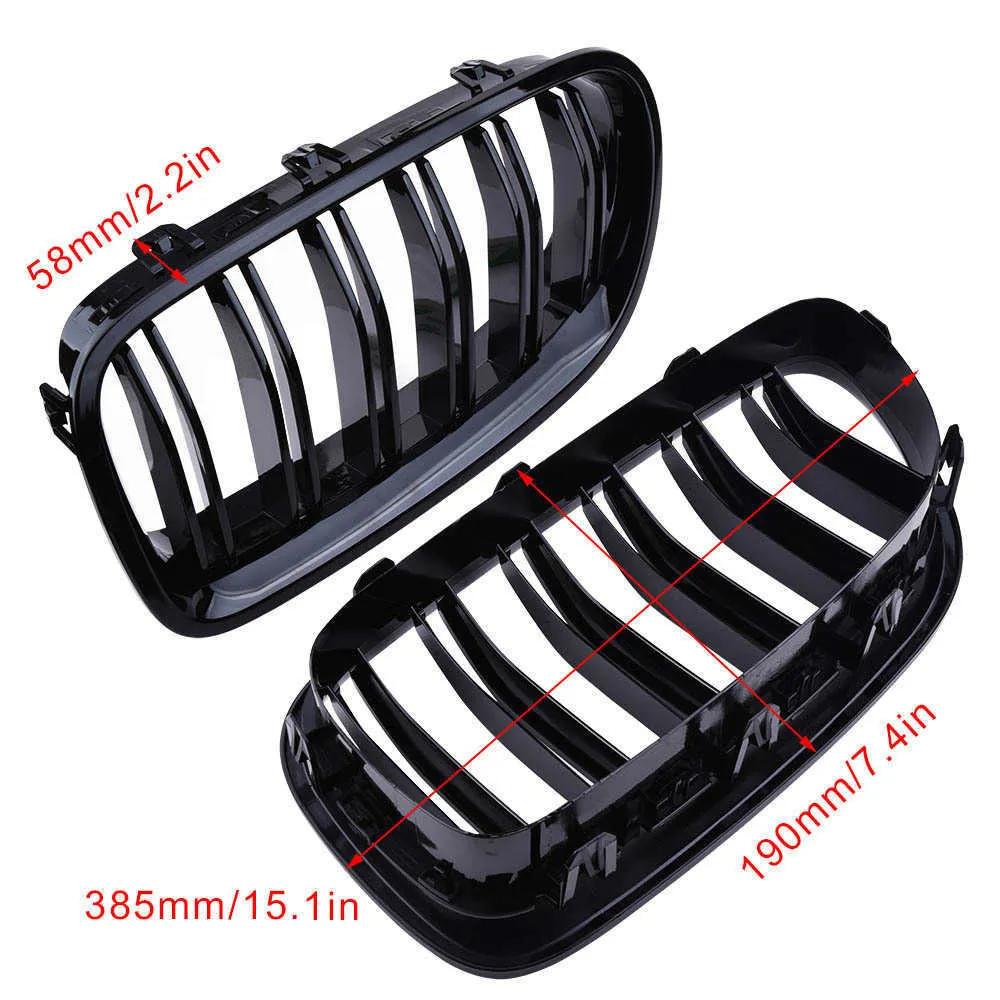 Grilles de rein avant Directions noires brillantes pour BMW F18 F10 F11 Série 5 2010 2011 2012 2013 2014-2015 Grilles de course de remplacement211U