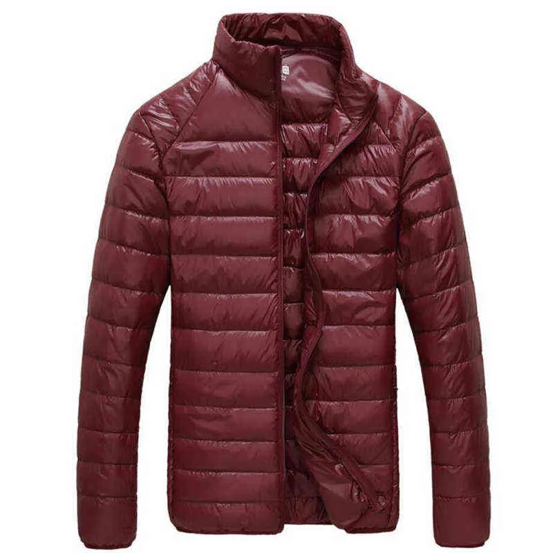 Piumino autunno inverno Uomo Casual Colletto alla coreana Cappotto Parka ultraleggero Capispalla portatile Piumino bianco antivento 6XL 211110