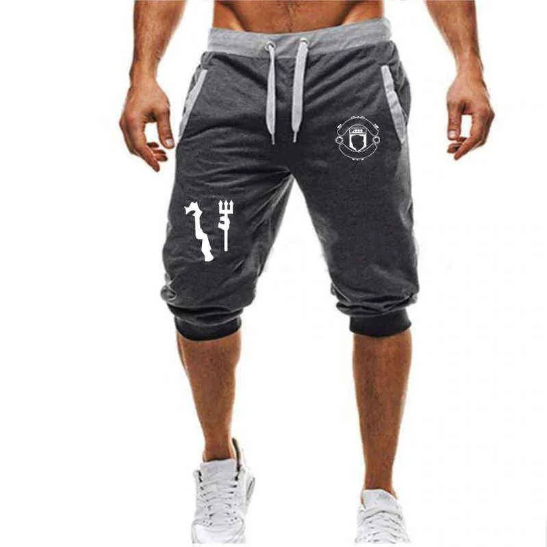 Pantalones cortos de entrenamiento para hombre, pantalones suaves 3/4, pantalones de chándal para gimnasio, pantalones cortos deportivos para hombre, pantalones cortos H1206