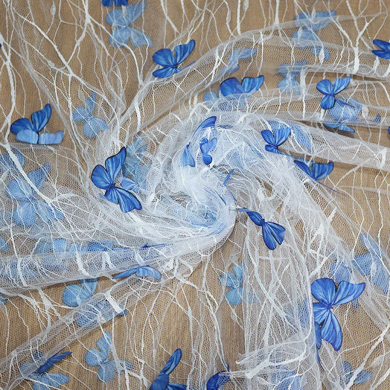 Netzgazestoff Schmetterlingsmuster Netzstoff für Kleid Hochzeitsdekoration DIY Kinderkleidung Rockmaterial Netzstoff 210702