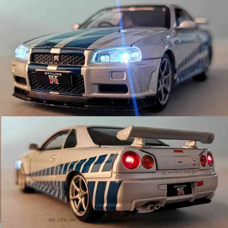 Nissan Skyline ARES R34 et R35 Metal Toy Car Simulation Toy Car Model Docuable Collection 132294K3915328
