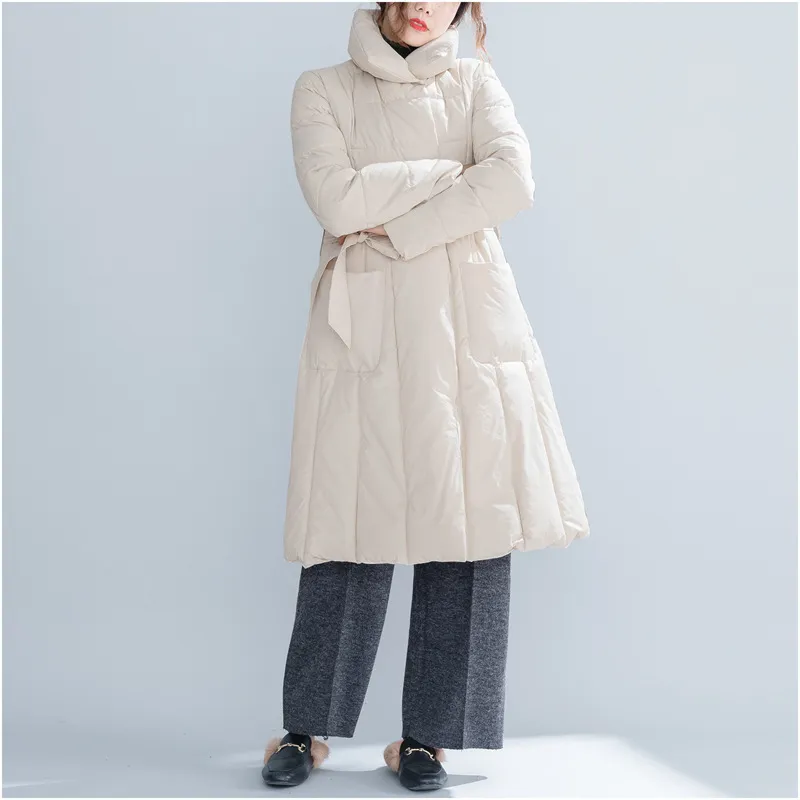 ジョニー教徒の女性包帯パーカー韓国風のコート冬のポケット緩い暖かい女性の布の緩いカジュアルパーカーコート210521