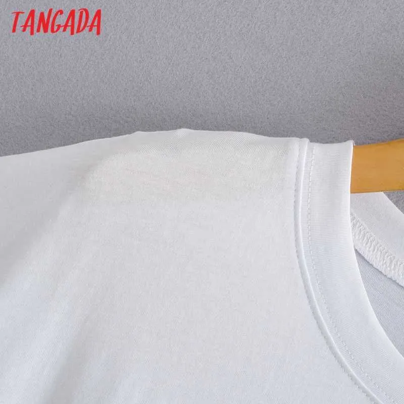 Tangada Sommer Frauen Lustiger Druck Übergroßes T-Shirt Kurzarm T-Shirts Damen Casual T-Shirt Street Wear Top AI13 210609