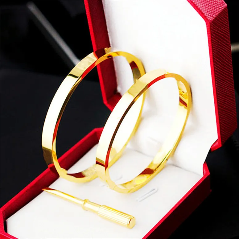 Rose Gold Bangle Herenarmbanden 316L Titanium stalen sieraden Luxe steen Goede armbanden voor dames Heren Verlovingsfeest Bruiloft Fash254U