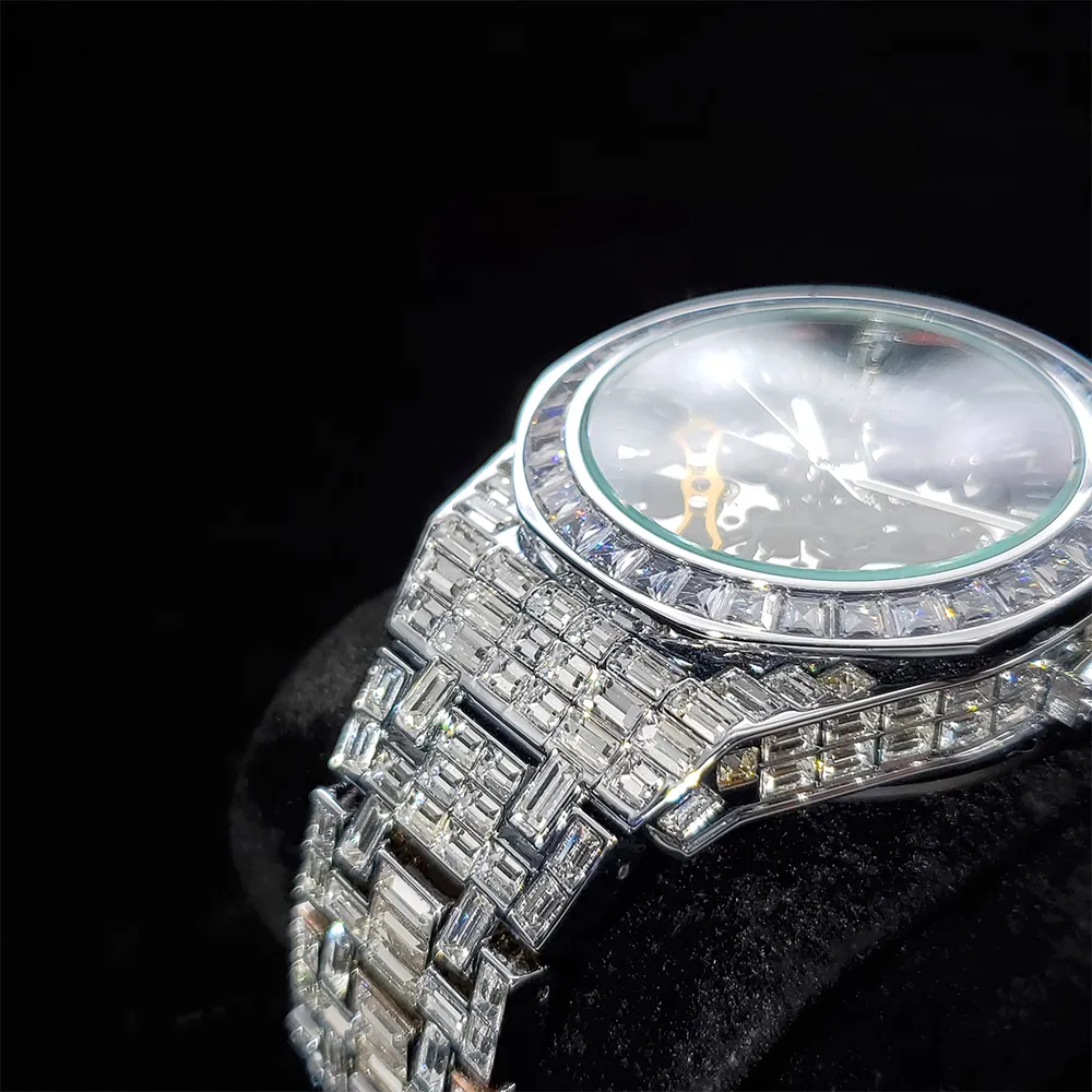 Hip Hop plein diamant glacé hommes montres haut de gamme de luxe en acier étanche homme montre hommes horloge Relogio Masculino2668