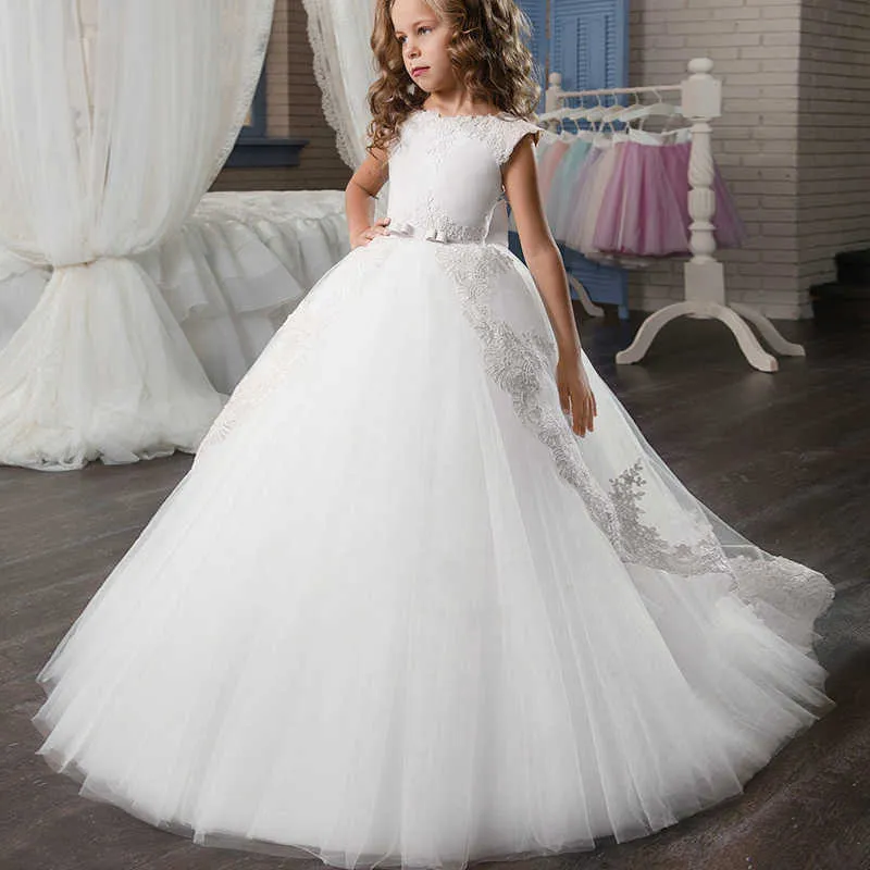 PLBBFZ – robe d'été pour filles, blanc et rouge, vêtements de noël pour enfants, longue princesse, vêtements de fête de mariage, pour enfants de 10 à 12 ans