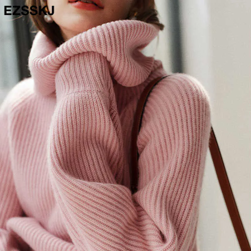 Осень зима негабаритные толстые свитер пуловер свободно кашемируют водолазку большие размеры пуловер для женщин женские 210914