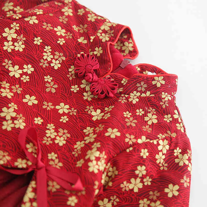 Noel Prenses Elbise Kızlar Için Artı Kadife Kalınlaşmak Sıcak Kış Bebek Bebek Giysileri Çin Tarzı Yeni Yıl Çocuk Tutu Elbiseler G1218