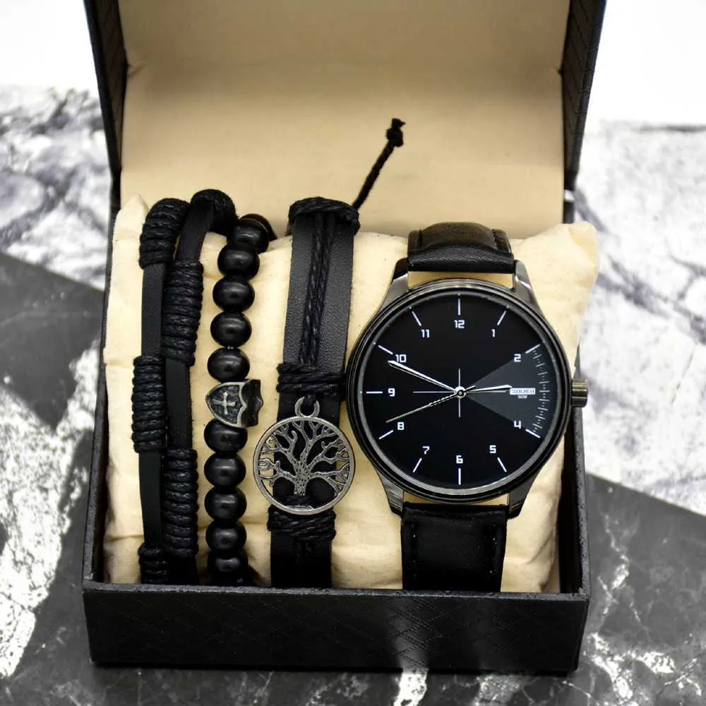 高品質の男性のブレスレットセットシンプルな時計ファッション男の子の腕時計ビジネス腕時計4個のPCSの箱のための箱からドロップシッピングx0625