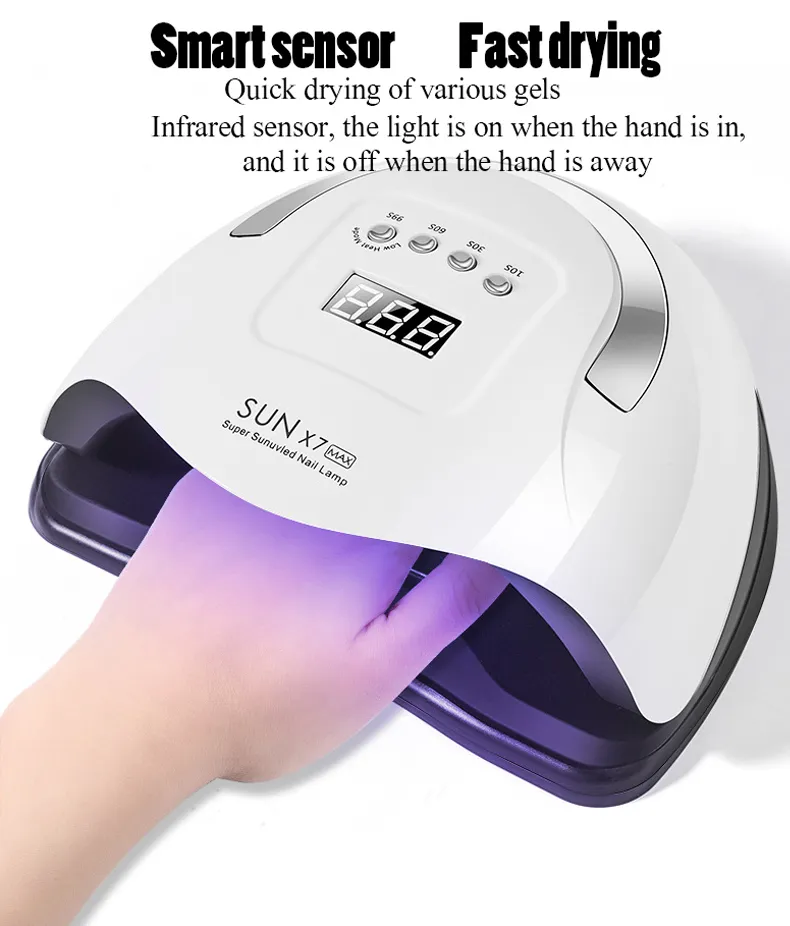 Sun X7 Max 180W uppgradering 57led UV-fototerapi Quick Dry Nail Gel Dryer Professionell manikyrlampa 210320