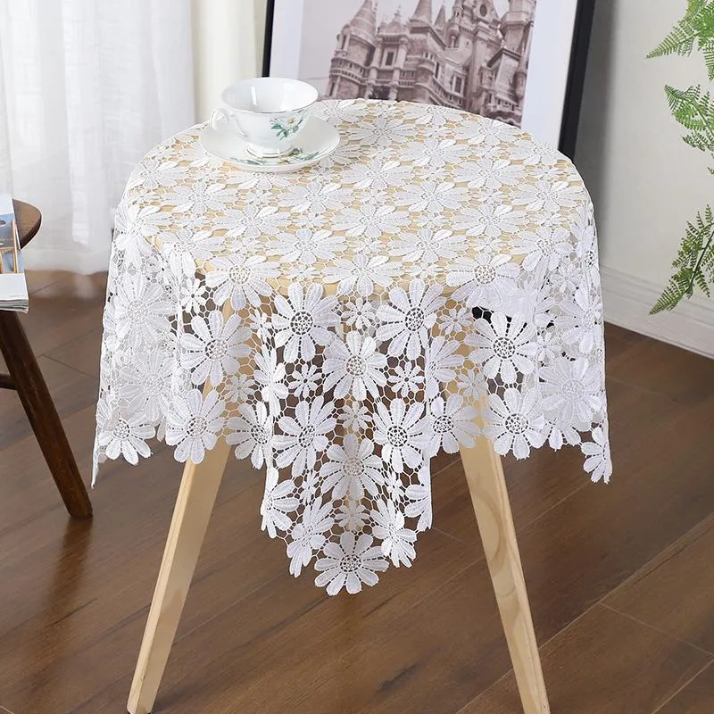 Table Cloth White Flower Lace Tablecloth Modern Simple Hand Hollowed Out Household Decorative Tea Square3001