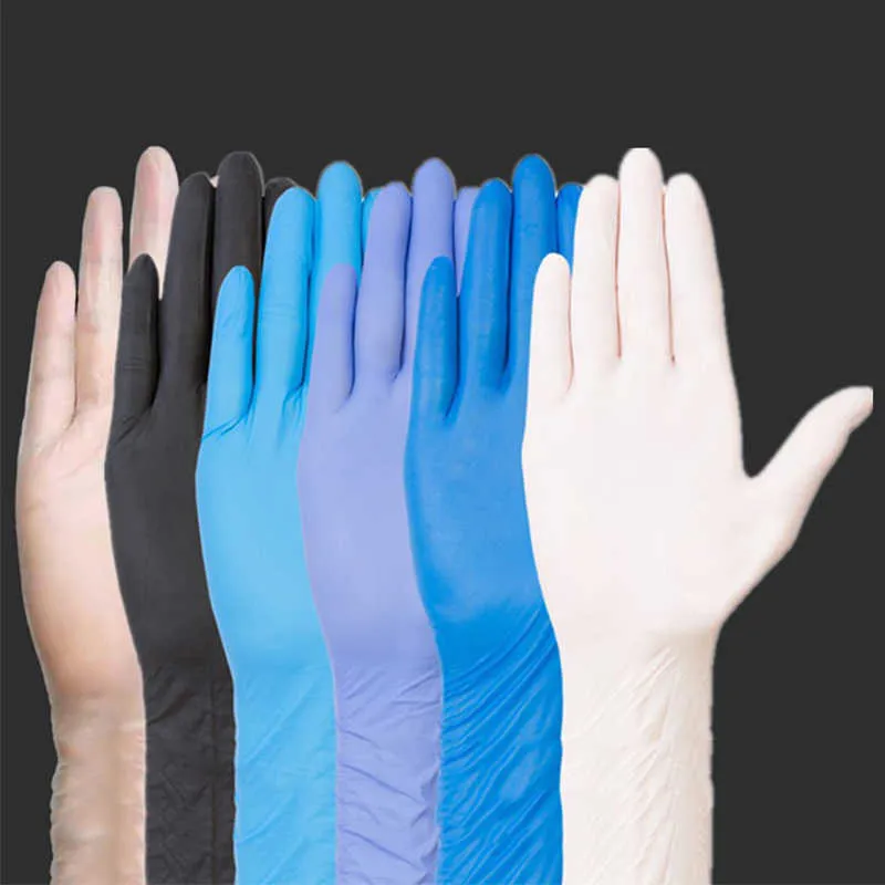 50/100 pièces gants jetables en Nitrile Latex Durable pour ménage cuisine laboratoire nettoyage gants de travail ménage 210622