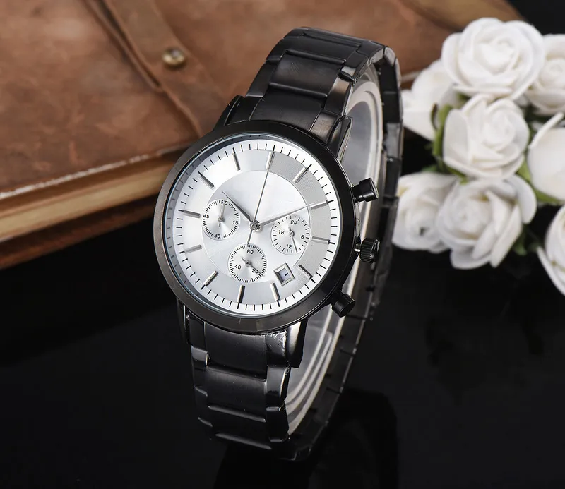 Marka zegarków mężczyzn w stylu wielofunkcyjnym metalowy stalowy kwarcowy zegarek na nadgarstku Małe tarcze mogą działać a20