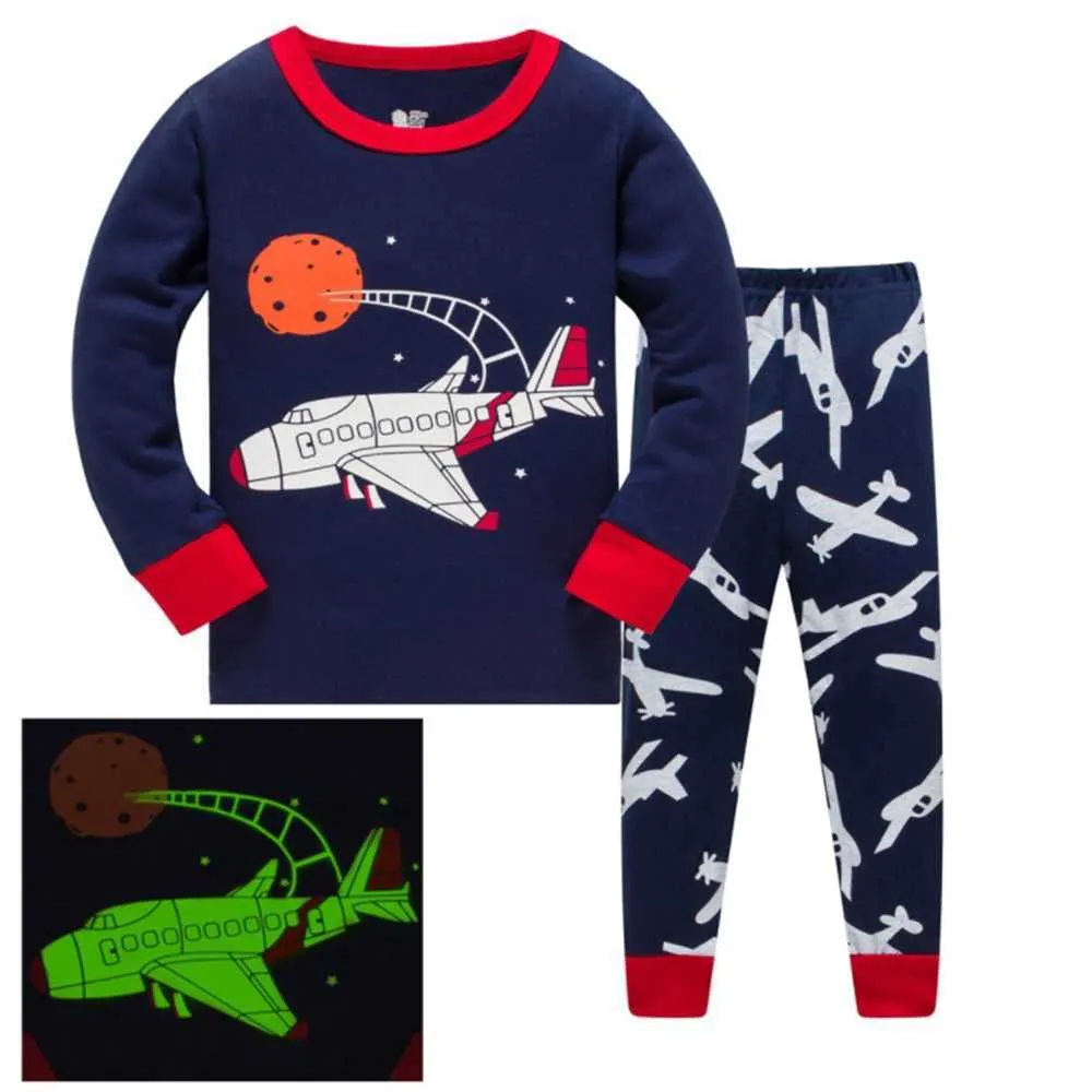 3-8t Chegada Dinossauros Manga Longa Pijamas de Algodão Boys Conjuntos de roupas para Casa Wear Toddler Sleepwear Kids 210529