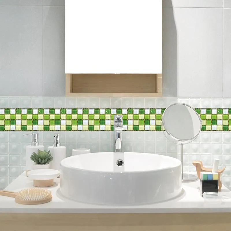 Wall Stickers Mosaic Kitchen Bathroom Adhesive Tile Sticker Waterproof PVC Decoration Background Walls Decor237P