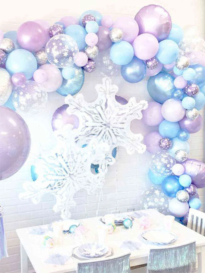 الأميرة ندفة الثلج بالون جارلاند القوس كيت عيد مجمدة عيد الحزب الجليد بالون استحمام الطفل ديكور الزفاف globo 211216