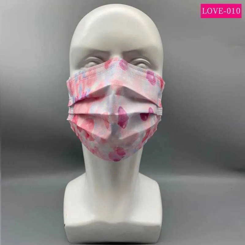 Lovers Valentine`s Day Fashion Disposable Mask Adult Men Women 95% Filtration Efficiency Dustproof Prevention of Influenza Face Mouth Masks