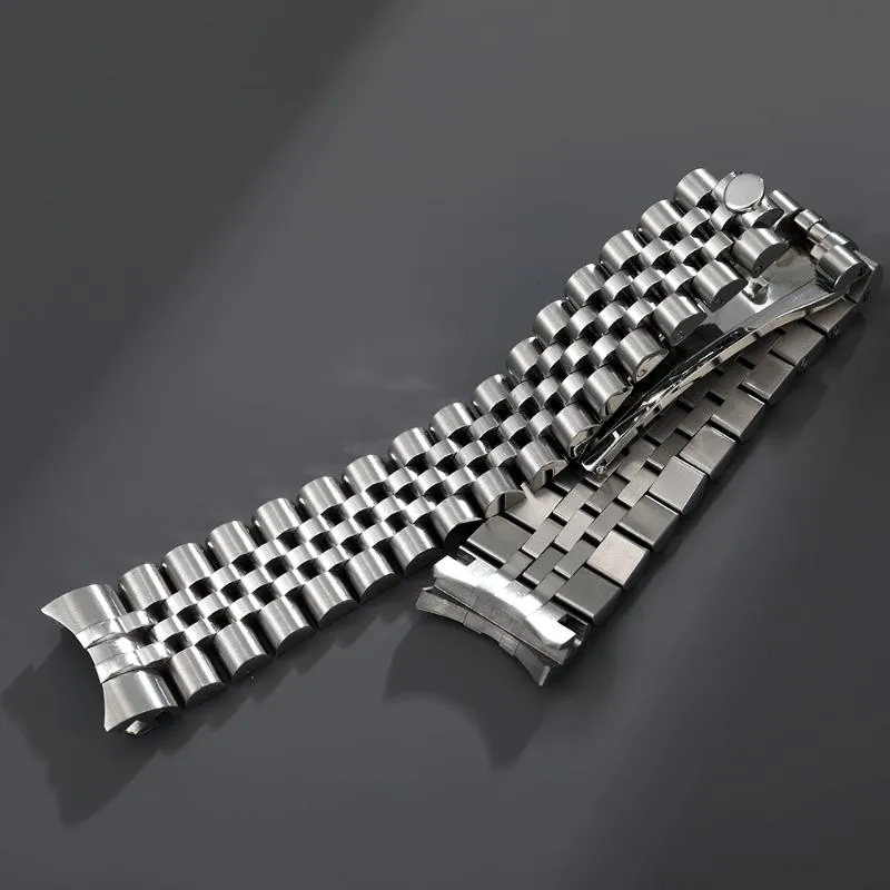 Watch Bands 12mm 13mm 17mm 20mm 21mm 316L Solid Stainless Steel Jubilee Curved End Strap Band Bracelet Fit For249Y