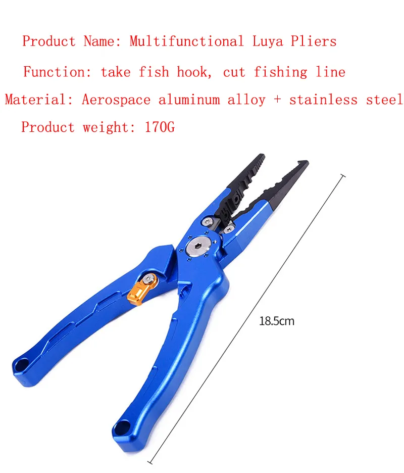 Ny Aluminium Fiske Tång Hook Removers Lua Tänger Saltvatten Split Ring Tool Fiskeutrustning Tillbehör Linjeskärare med sheath snodd