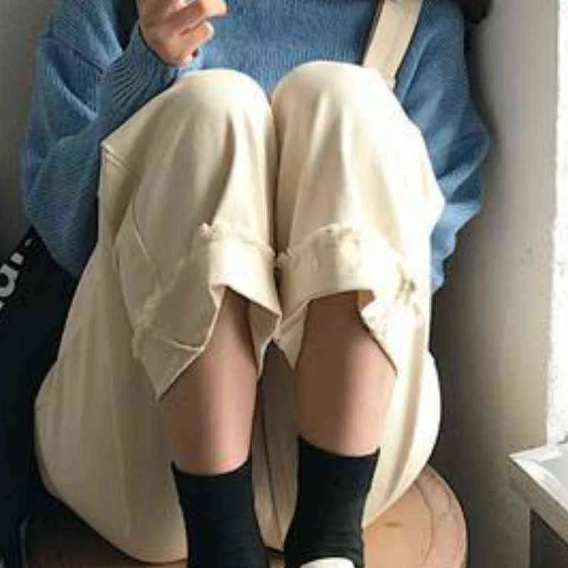 Monos de mujer sueltos sólidos simples hasta el tobillo ropa de calle estilo coreano elegante para mujer de moda Casual Ulzzang primavera otoño general 211202
