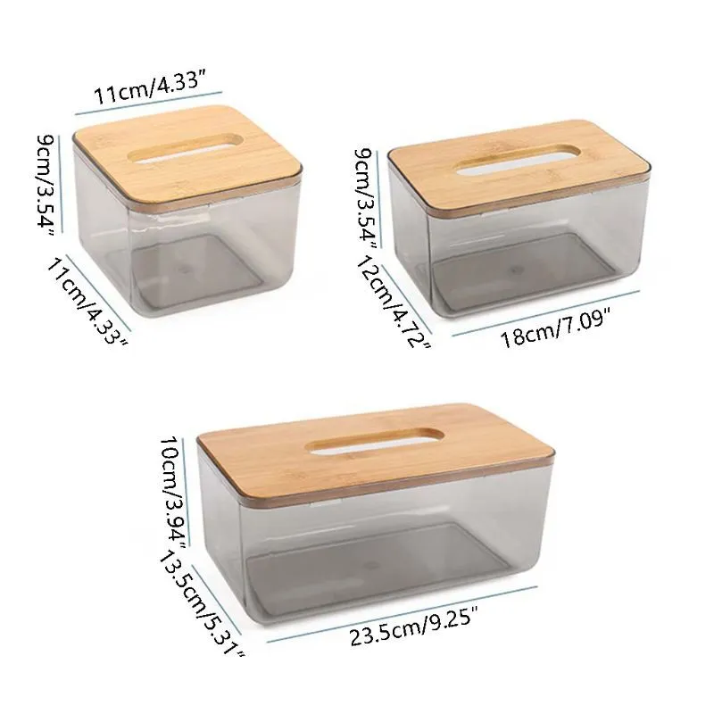 Bamboe Houten Deksel Plastic Tissue Box Papierhouder Dispenser Thuis Opbergkoffer 210326300e