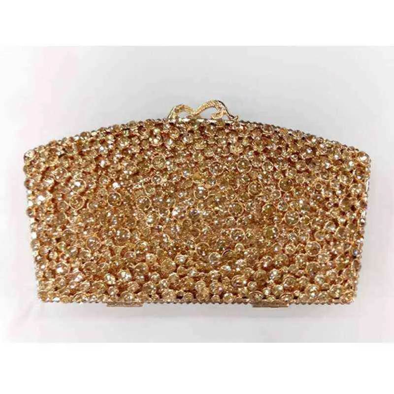 Evening Bags Xiyuan Crystal Diamond Women Evening Dinner Bag Bridal Gold Black Grey Multicolored Stone Handbag Wedding Cocktail Party Purse 220315