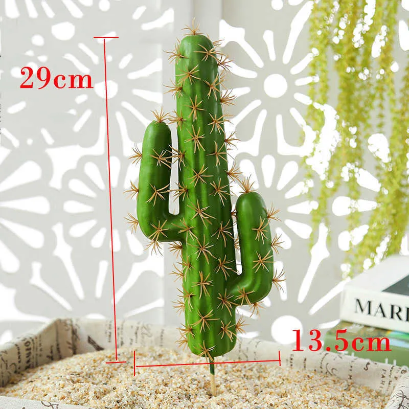 30-43cm Plantes tropicales Cactus artificiel Désert Faux Plante succulente Vert Thorn Ball Bureau Arbre en pot pour la décoration de bureau à domicile 210624