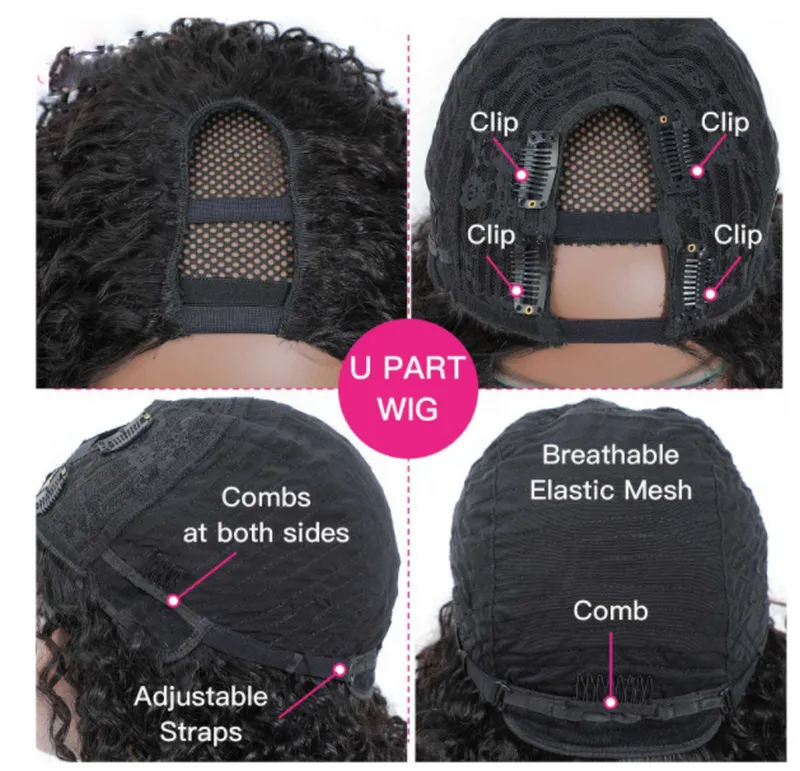 U parte peluca brasileña Remy cabello humano naturaleza onda para mujeres negras