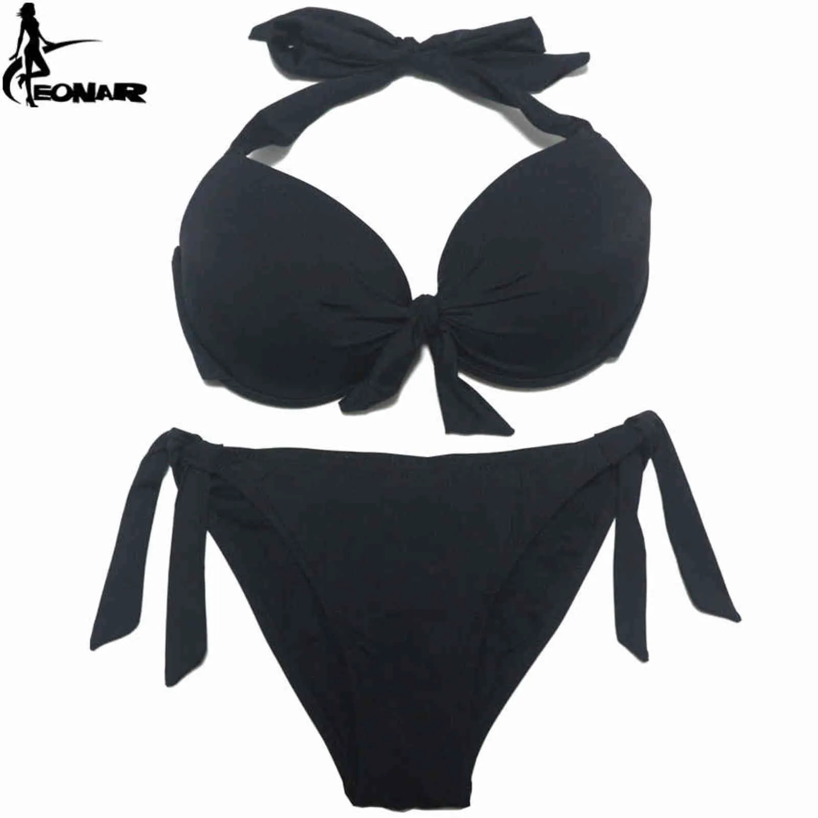 EONAR Biquíni Sólido Maiôs Mulheres Push Up Set Brasileiro CutClassic Bottom Maiôs Sexy Plus Size Swimwear 2111204904432