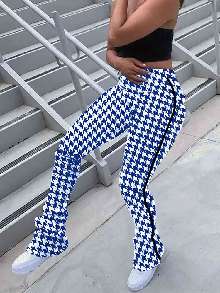 Classic Contrast Plaid Gedrukt Skinny Broek Dames Hoge Taille Potlood Broek Sexy Office Wear Leggings Cool Girl Streetwear 210525