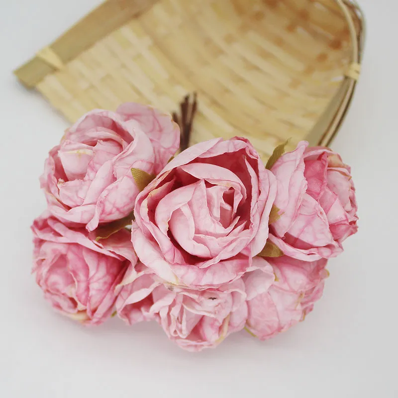 Simualtion Europäische Teerose, Blütenknospe, kleiner Blumenstrauß, DIY-Kopfschmuck, künstliche Rosen, Seidenblumen für Geschenkbox, Dekorationsmaterial, Zubehör