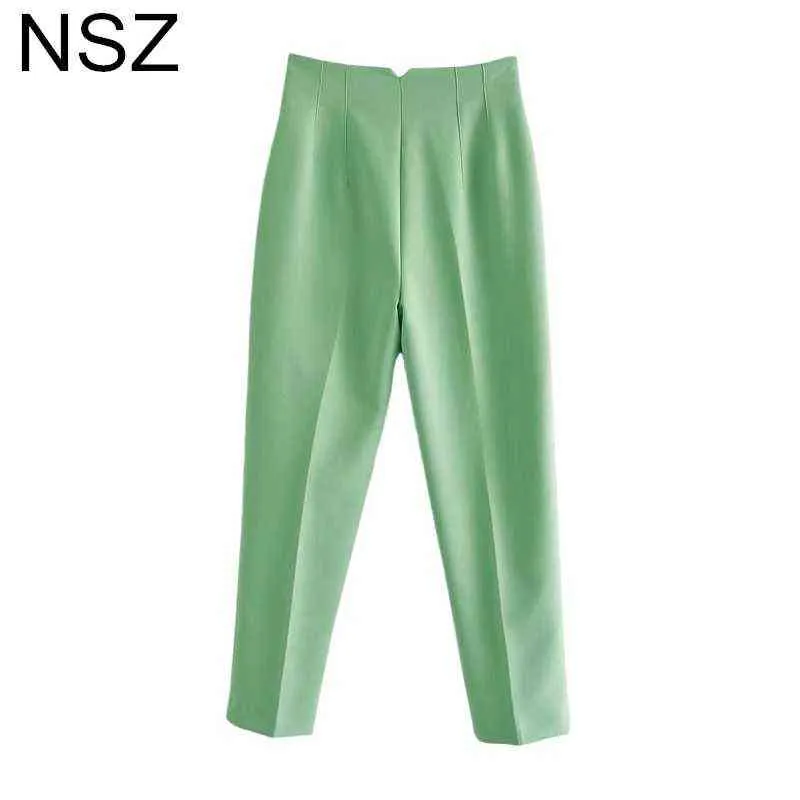 NSZ Femmes Solid Bureau Dames Sarouel Taille Haute Costumes De Travail Chic Pantalon Élégant Crayon 211124