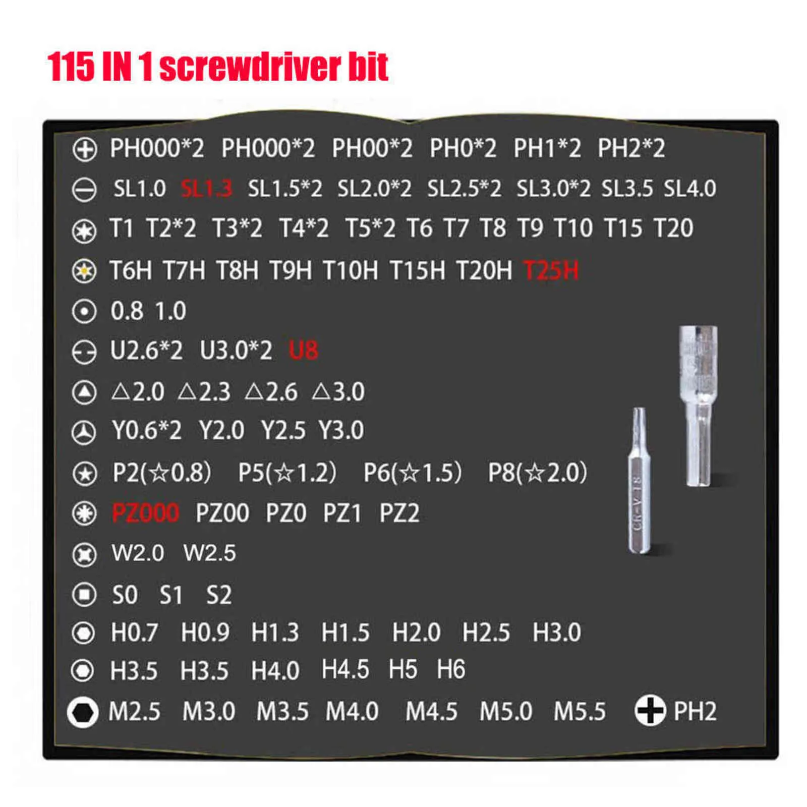 Västar 115 w 1 śrubokręt Zestaw mini precyzyjne śrubokręt TORX dla iPad Computer Telefon komórkowy Naprawa narzędzi ręcznych 211110