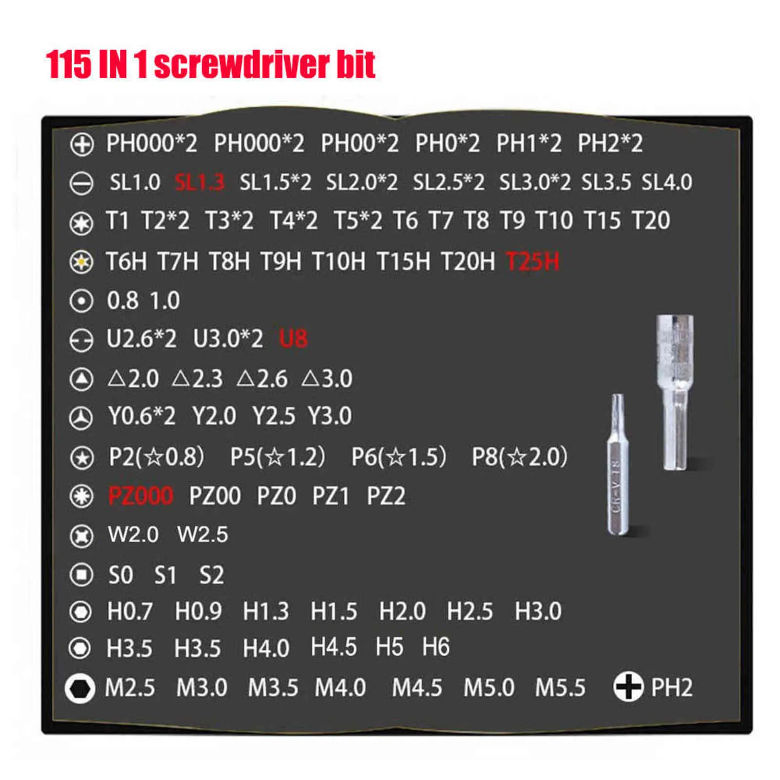 Vastar 115-in-1-Schraubendreher-Set Mini-Präzisions-Schraubendreher Torx für Ipad-Computer-Handy-Reparatur-Handwerkzeuge 211110