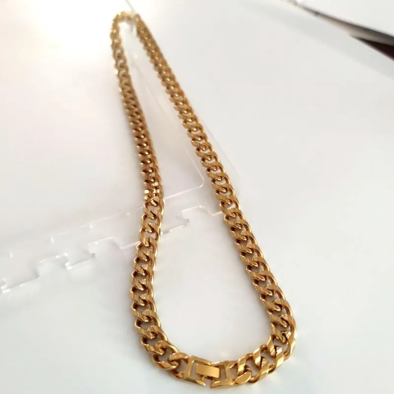 Chains Real 14k Fine Solid Gold GF Double Curved Cuban Chain Necklace Men 24 Custom 10mm Width Thickness Heavy 118G224k
