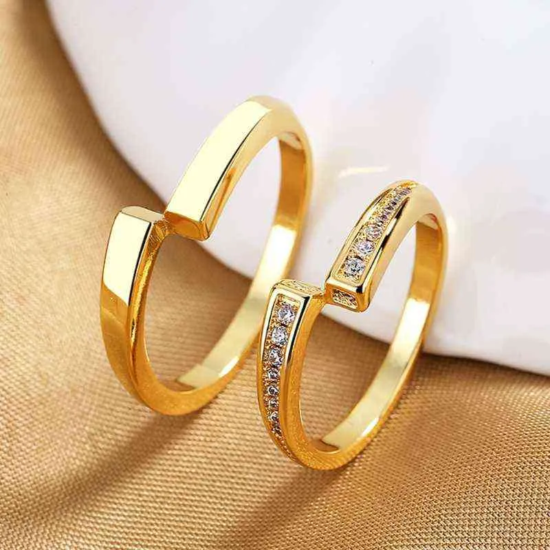 918F casal amor anel de infinito conjunto para mulheres e homens aniversário promessa anel em cor de ouro para namorado namorada g1125