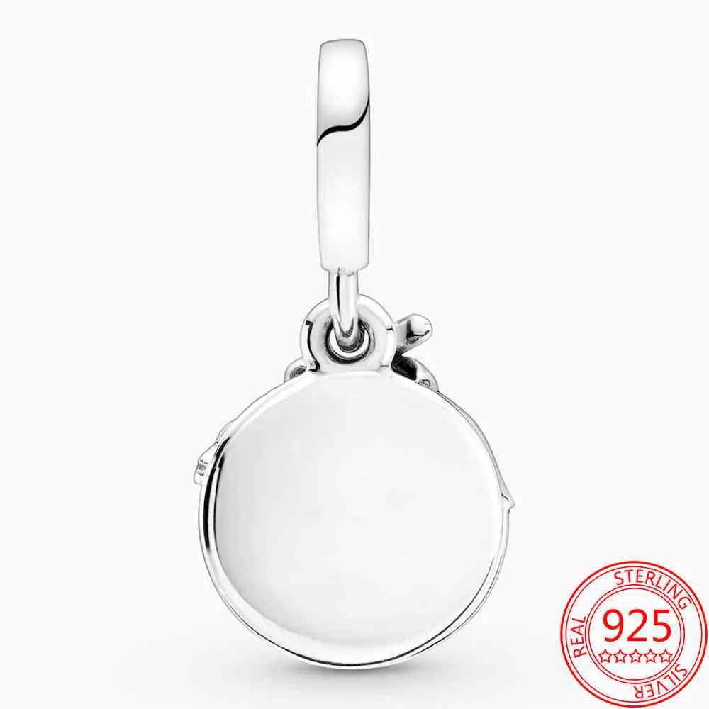 Autêntico 925 Sterling Silver Enamel Mistletoe Dangle Clear Charme Pandora Classic Bangle Presente de Natal