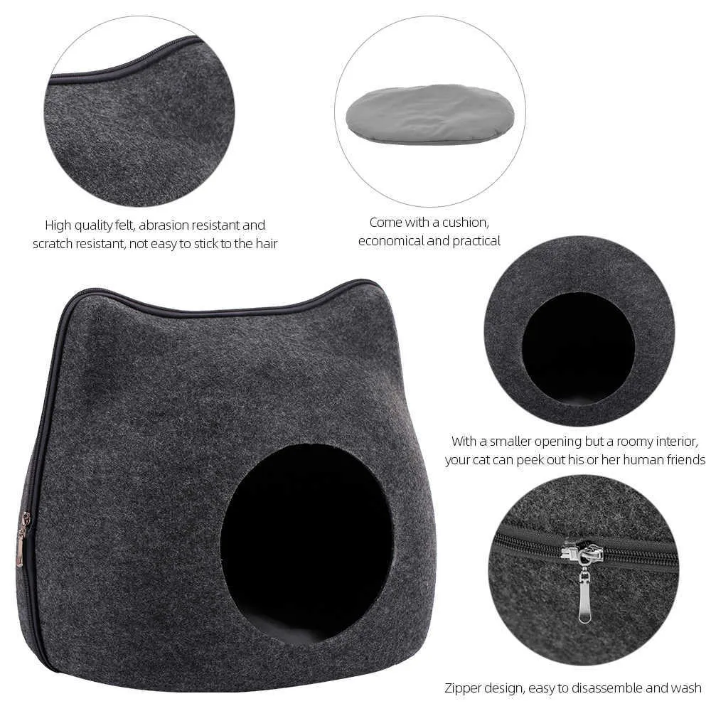 Dog Cat Bed Cave Sleeping Bag Felt Cloth Pet House Nest Cat Basket Products With Cushion Mat for Cats Animals Supplies 210722