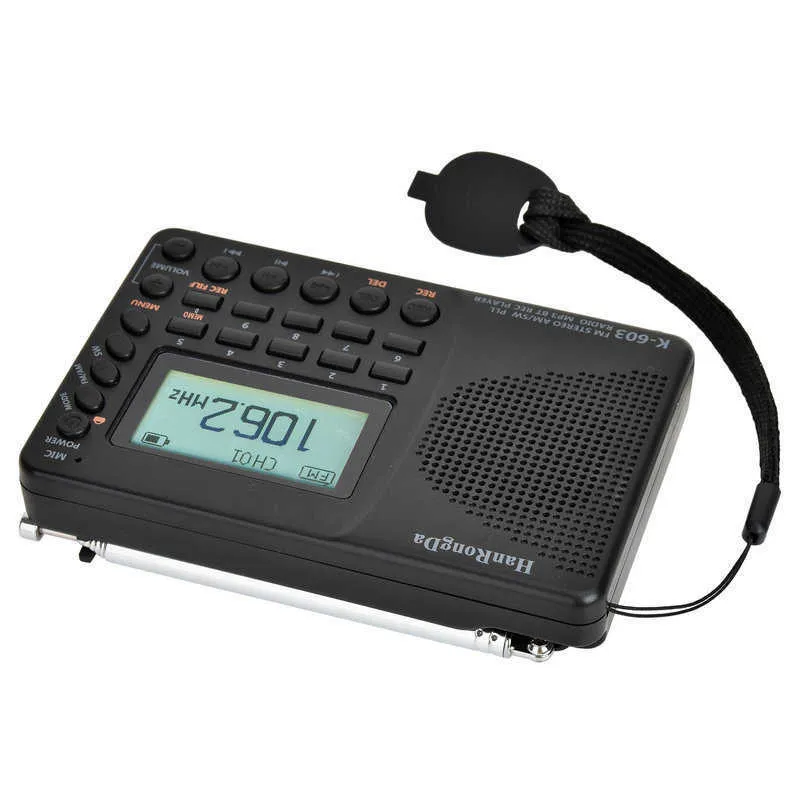 K-603 Radio digitale portatile Display LCD FM AM SW con funzione di memoria spegnimento altoparlante BT Fashion 210625