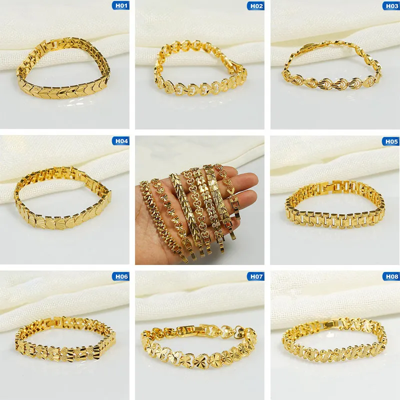 24 K Plaqué Dubai Or Bracelets Bracelet Amour Coeur Bracelet Femme Charme Femme Bijoux Saint Valentin Cadeau Pour Les Femmes