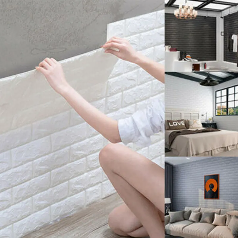 Selfadhesive 3D Panels Wallpaper Waterproof Foam Wall Stickers Tile Brick Living Room TV Background Decals 3835cm8495647