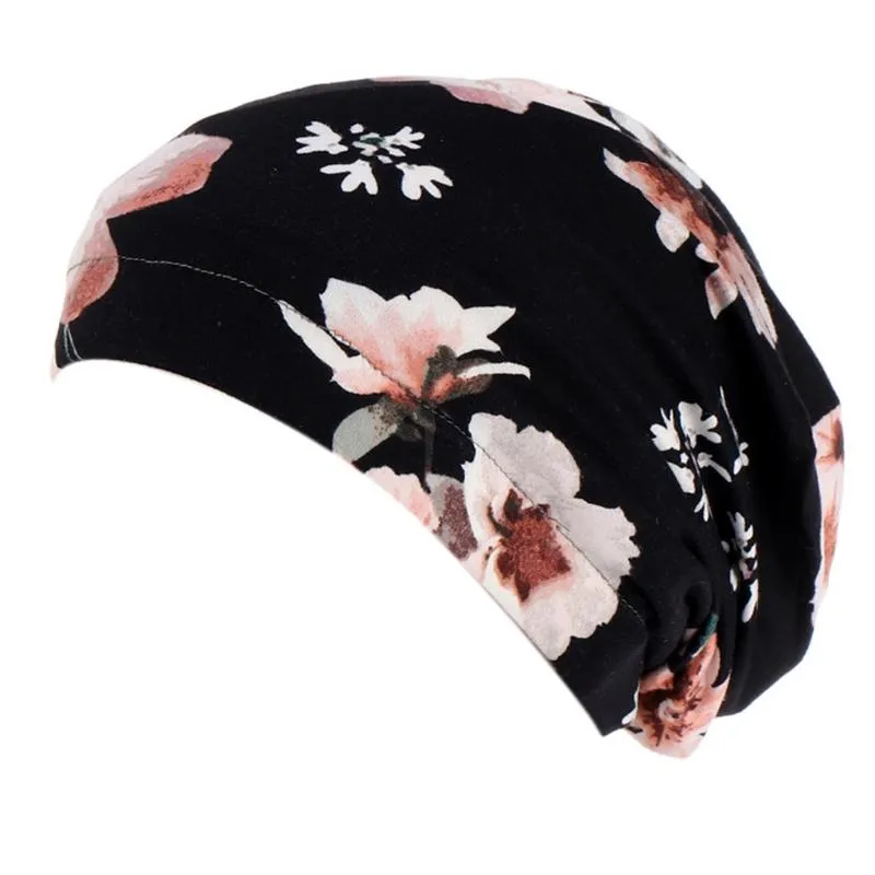 Beanie Skull Caps Q1QA Cetim Forrado Sleep Cap Impresso Dupla Camada Slouchy Bonnet Beanie Hair Slap Hat Oliv223475