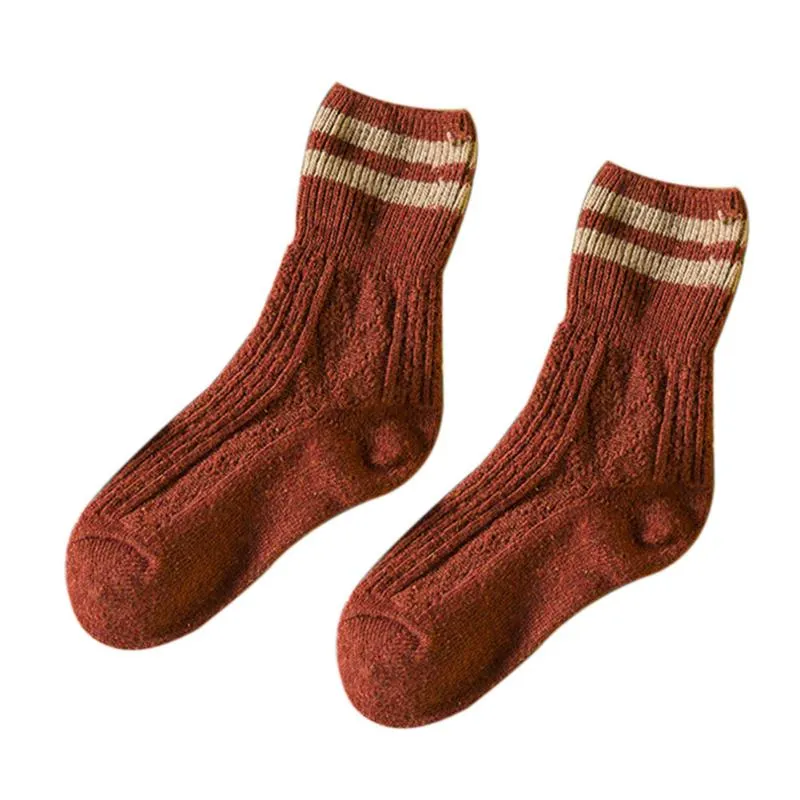 Cinq doigts gants e automne cadeau épaissi mi femmes chaussettes laine douce garder au chaud élastique hiver 2 rayé confortable 303x